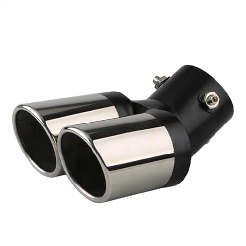 YSQOFJDFJ Auspuffrohr 1 STÜCKE 2,5 "Einlass Dekoration Chrom Endrohr Styling Auspuff Trim Schalldämpfer Rohr Schwanz Edelstahl Gebogene Doppel Outlet Endrohr(Neonchrome Bent) von YSQOFJDFJ