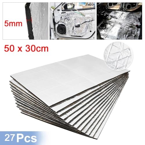 Hitzeschild-Pad 9/12/18/27 stücke 50cm * 30cm Auto Schallschutz Deadener Matte Wärme Noise Isolierung Trittschalldämmung Für Haube Motor Aufkleber(D) von YSQOJF