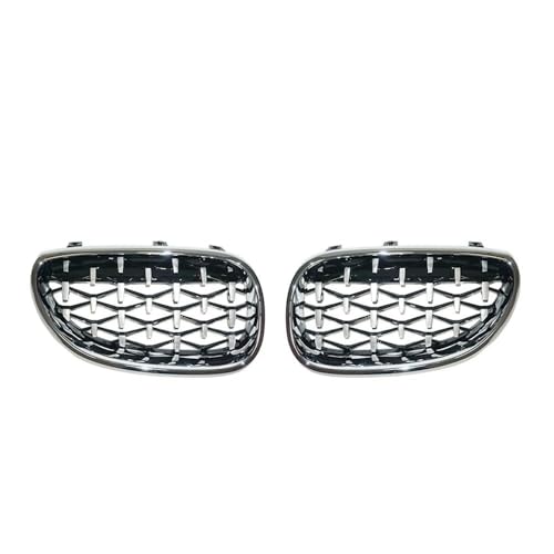 YSQOJF Auto Grill Für E60 E61 550i 535i Für M5 2004-2009 EIN Paar Auto-Renngrill Diamant-Nierengrill Frontstoßstangengitter Meteor Style Grills(All Sliver) von YSQOJF