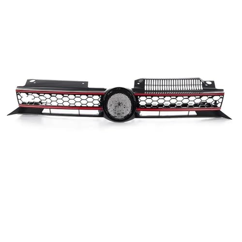YSQOJF Auto Grill Honeycomb Mesh Auto Vorderen Stoßfänger Kühlergrill Für Vw Für Golf 6 Mk6 2009 2010 2011 2012 2013 GTI Stil Center Racing Grill(Rote Linie) von YSQOJF