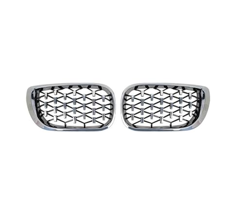 YSQOJF Kühler Auto Frontstoßstange Diamant Nierengrill Gitter für E46 4 Tür 4D 3 Serie 02-05 Meteor Stil Außendekoration Grill(Silber) von YSQOJF