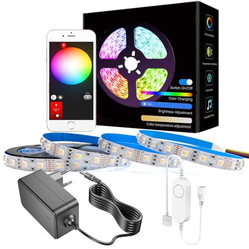 RGBCCT ZigBee 3.0 Controller dimmbar mit 5m 12V 5 IN 1 RGBCW LED Streifen und Netzteil, für Tuya Hub-e,Smartthings,Echo Plus APP/Alexa RGB Kaltweiß Warmweiß Light Strip (5 IN 1 RGBCCT LED KIT) von YSRSAI