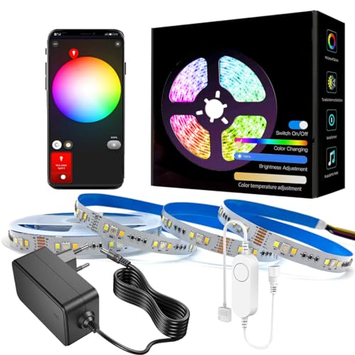 RGBCCT ZigBee 3.0 Controller dimmbar mit 5m 12V RGBCW LED Streifen Light Strip und Netzteil, für Tuya zigbee 3.0 Hub-e,Smartthings,Echo Plus APP/Alexa (Weißlicht und RGB getrenntes) von YSRSAI