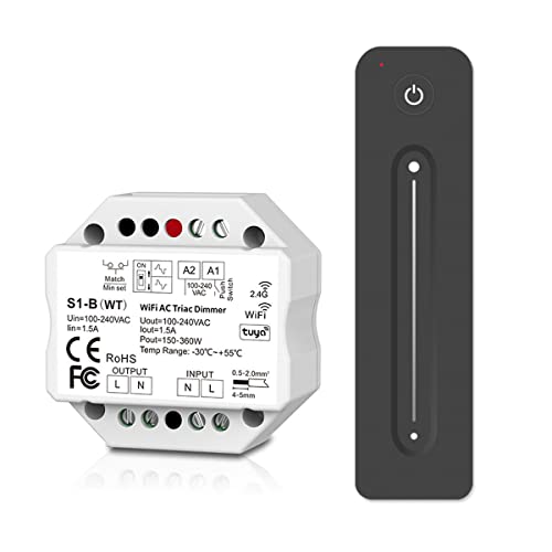 Unterputz Dimmer-AC Triac LED Dimmer WiFi mit 2.4G RF Fernbedienung Trafo Funkschalter für Smart Life APP Amazon Alexa Google Home von YSRSAI