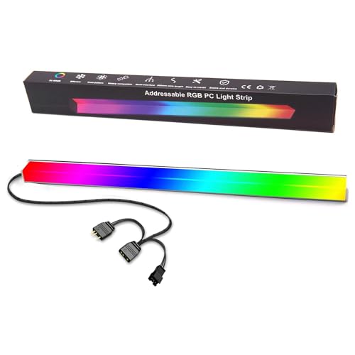 YSRSAI 30CM PC ARGB LED Streifen,38 Led Lichter 5V 3Pin Gaming Strip für PC Gehäuse, Magnetische RGB LED Strip Kompatibel mit Aura SYNC/RGB Fusion/Mystic Light Sync, Keine Blendung(1-Pack) von YSRSAI