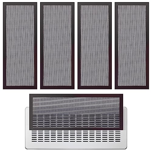 4 Stück starke magnetische Bodenentlüftungsabdeckung – PVC-Netz-Register für Wand, Decke, Boden, Schmutz, Haarinsekten (schwarz, 10,2 x 25,4 cm) von YSSHUI