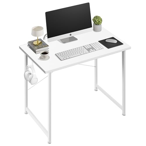YSSOA Kleiner Schreibtisch mit Kopfhörerhaken, modernes schlichtes Design, geeignet für Arbeitszimmer, Heimbüro und Wohnzimmer von YSSOA