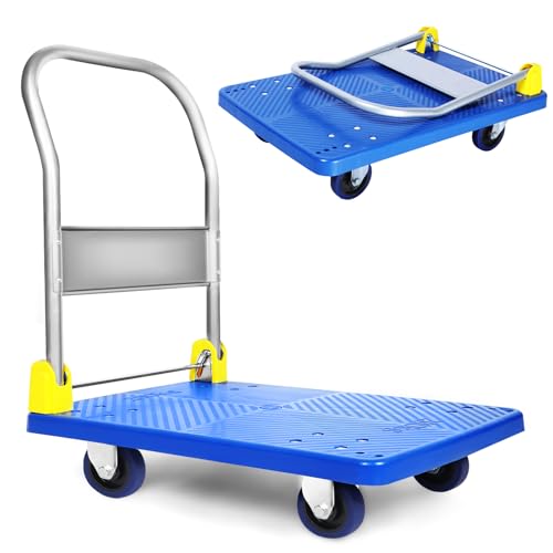 YSSOA Platform Truck with 880lb Weight Capacity and 360 Degree Swivel Wheels, Foldable Push Hand Cart for Loading and Storage, Blue YSSOA Platform Truck with 880lb Weight Capacity and 360 Degree Swivel Wheels, Foldable Push Hand Cart for Loading and Storage, Blue von HealSmart