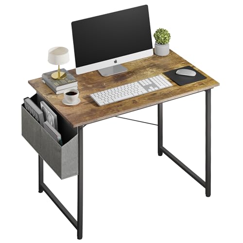 YSSOA Small Space Writing Desk with Headphone Hooks Modernes, Schlichtes Design, geeignet für Arbeitszimmer, Home Office und Kinderzimmer, Holz, Dunkelbraun, 32 Inch von YSSOA