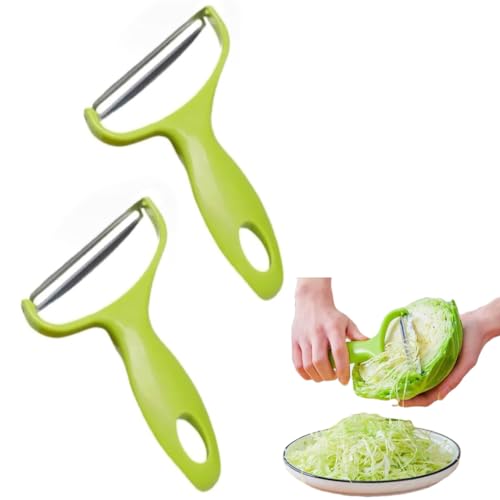 YSSZAM Grüner Kohlschredder, Gemüseschneider, Kohlschneider, Edelstahl, Obst, Gemüse, Kartoffelschäler, Kohlreibe, Küche, ein Muss für Zuhause, Restaurants, 18 x 12 cm, 2 Stück von YSSZAM