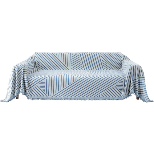 YSTELLAA Sofa Überzug 3 Sitzer, 180×340CM, Sofaüberwurf, Stilvoll Sofa Decken Überwurf, Sofa Protector, Vier Jahreszeiten Universal Sofabezug, Inneneinrichtung Möbel Dekoration, Blau von YSTELLAA