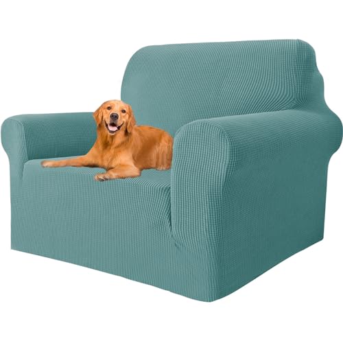 YSTELLAA Stretch Sofa überzug 1 Sitzer, Super Elastisch Sofabezug Mit Armlehnen Waschbarer, kratzfester rutschfest Sofa Cover für Hunde Katzen und Haustiere (Hellblau, Sofa Breite 81cm-120cm) von YSTELLAA