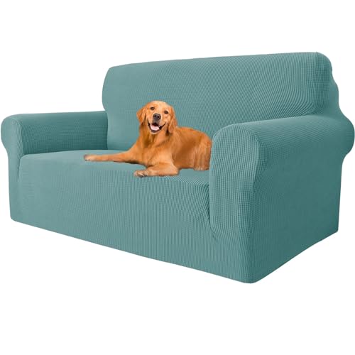 YSTELLAA Stretch Sofa überzug 2 Sitzer, Super Elastisch Sofabezug Mit Armlehnen Waschbarer, kratzfester rutschfest Sofa Cover für Hunde Katzen und Haustiere (Hellblau, Sofa Breite 145cm-178cm) von YSTELLAA