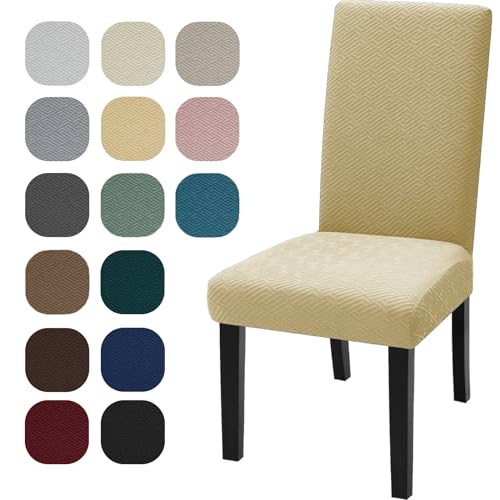 YSTELLAA Stuhlhussen 2er Set, Stuhlhussen Stretch, Sesselüberzug, Universal-Sitzbezug, Waschbar Und Abnehmbar, Dekoration Stuhlbezug Für Haus, Bankett-/Büro-Hochzeitsdekorationen, Beige von YSTELLAA