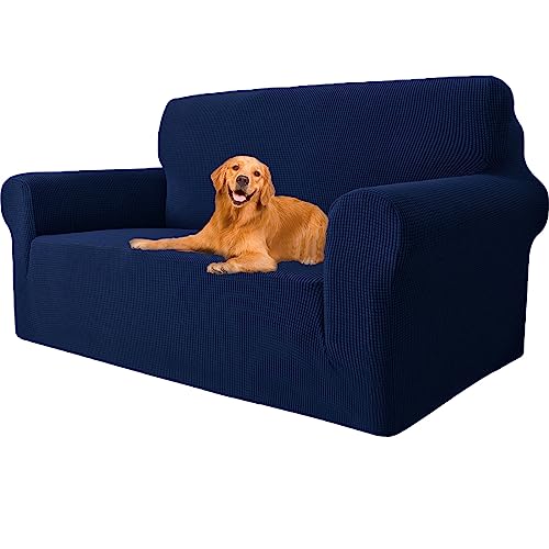 YSTELLAA Stretch Sofa überzug 2 Sitzer, Super Elastisch Sofabezug Mit Armlehnen Waschbarer, kratzfester rutschfest Sofa Cover für Hunde Katzen und Haustiere(Dunkelblau, Sofa Breite 145cm-178cm) von YSTELLAA