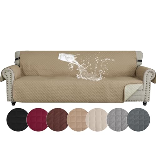 YSTELLAA Sofa Überzug 4 Sitzer, Wasserdicht Sofabezug, Sofaschoner rutschfest Mit Armlehnen, Couchschoner Sofa Cover, Durable Sofa Bezug, Sofaschutz Für Haustier Katze Hunde, Khaki von YSTELLAA