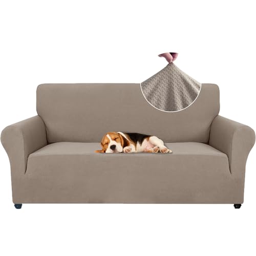 Ystyle Sofa überzug 2 Sitzer Mit Armlehne, Stretch Sofabezug rutschfest, Modern Sofa Cover Für Hunde Haustiere, Atmungsaktiv Couch überzug Mit Elastic Bottom, Sand von Ystyle