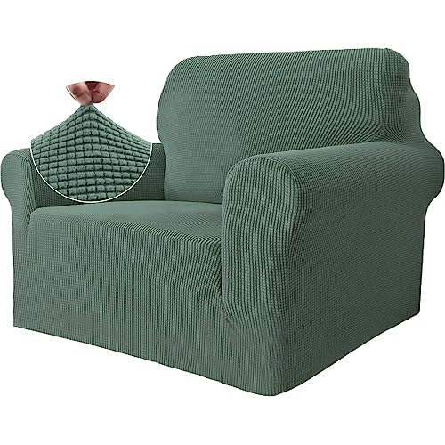 Ystyle Stretch Sofa überzug 1 Sitzer, Elastisch Sofabezug Mit Armlehnen, Jacquard Couch überzug rutschfest, Waschbar Sofa Cover Protector Für Hunde Haustiere, Verde Claro von Ystyle