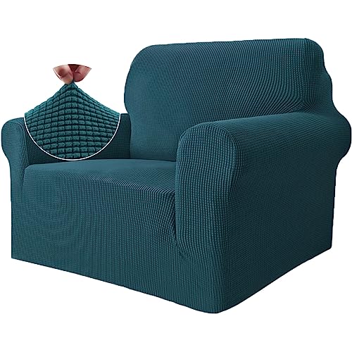 Ystyle Stretch Sofa überzug 1 Sitzer, Elastisch Sofabezug Mit Armlehnen, Jacquard Couch überzug rutschfest, Waschbar Sofa Cover Protector Für Hunde Haustiere, Verde von Ystyle