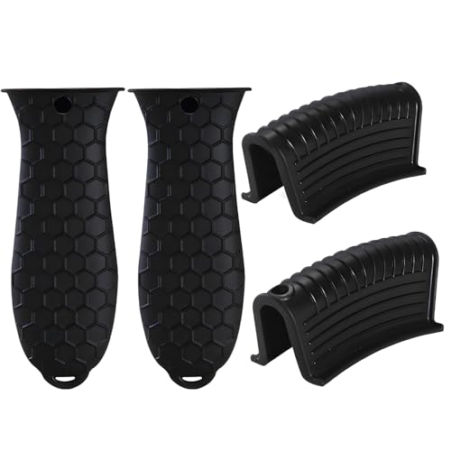 YSTrillion Silicone Assist Handle Holder,4 Stück Silikon Topflappen Griffhalter,Topflappen Handschuhe Griff,Anti-Rutsch Silikon Topflappen Griffhalter für Topf,Woks,Bratpfannen,Küchenkochgeschirr von YSTrillion