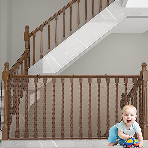 Kinder Sicherheitsnetz 200x78cm, Verdicken Baby Balkon Geländer Treppenhaus Sicherheitsnetz, Kinderschutz Balkon Netz Mesh Schutz Netze Balkonnetz für Outdoor, Haustiere und Spielzeug, Coffee von YSUEFIJO