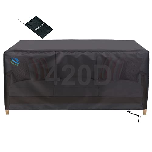 YSUEFIJO Abdeckhaube Schutzhülle Abdeckplane für Gartenmöbel 135x80x110cm, Schwarz 420D Oxford Gewebe Abdeckung für Gartenmöbel Wasserdicht für Gartenmöbel Sitzgruppe Abdeckhaube Rechteckig von YSUEFIJO