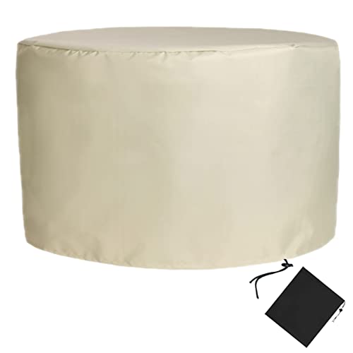 YSUEFIJO Gartenmöbel Abdeckung Wasserdicht Rund 80x80cm Wasserdichtes Schutzhülle Gartentisch Abdeckung Beige für Sofa Esstisch und Stühle Dauerhaft 420d Oxford mit Schwarzer Aufbewahrungstasche von YSUEFIJO