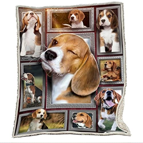 Beagle Flanell Decke 3D Druck Tier Hund Winter Warme Weich Kuscheldecke Kinder Erwachsene Jungen Microfaser Flauschig Decke Home Couch/Bett/Büro Wohndecke 150x200 cm von YSWFGE