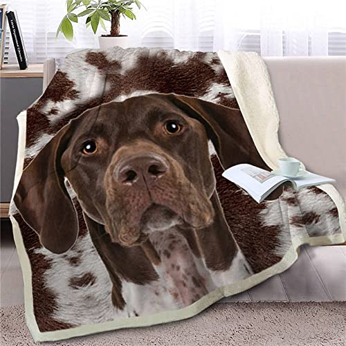 Deutscher Kurzhaariger Vorstehhund Flanell Decke 3D Druck Tier Hund Winter Warme Weich Kuscheldecke Kinder Erwachsene Jungen Microfaser Flauschig Decke Home Couch/Bett/Büro Wohndecke 150x200 cm von YSWFGE