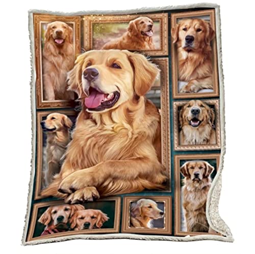Golden Retriever Kuscheldecke Kinder Erwachsene Decke Flauschig Flanell Fleecedecke Wohndecke Soft 3D Tier Hund Drucken Warm Winter Mikrofaserdecke Sofadecke Tagesdecke 100x130 cm von YSWFGE