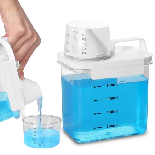 YSWOVUO 1100ML Waschmittelspender mit Messbecher, Luftdichter Waschpulver Dosierer, Waschmittelbox Vorratsbehälter für Waschmittel Waschpulver, Aufbewahrungsbox für Getreide Zucker Müsli Hundefutter von YSWOVUO