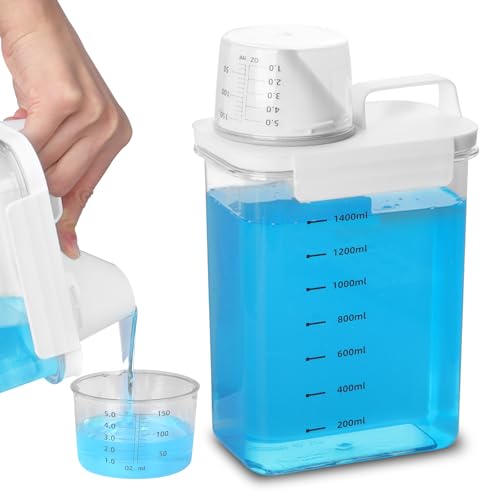 YSWOVUO 1800ML Waschmittelspender mit Messbecher, Luftdichter Waschpulver Dosierer, Waschmittelbox Vorratsbehälter für Waschmittel Waschpulver, Aufbewahrungsbox für Getreide Zucker Müsli Hundefutter von YSWOVUO