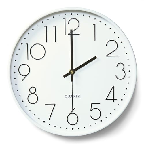 YSWOVUO 30cm Wanduhr Lautlos, 3D Ziffern Wanduhr Ohne Tickgeräusche, Modern Wand Uhr Analog Leicht zu Lesen, 12 Zoll Leise Wall Clock Deko für Wohnzimmer Küche Büro Schule Kinderzimmer von YSWOVUO