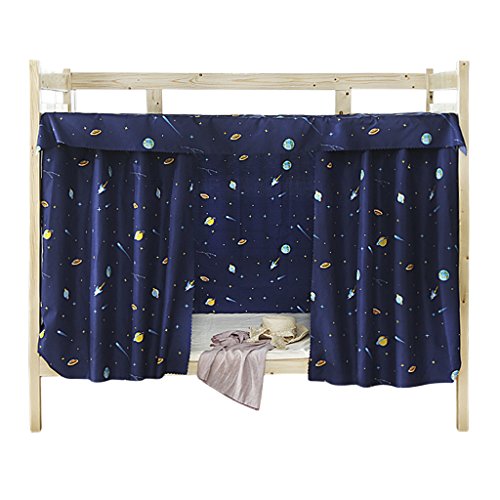 YSXY Bettvorhang Vorhang Hochbett Schlafzelt Spielzelt Kinderbett Bett Etagenbett Studentenwohnheim Kinderzimmer,1.2x2M (3pcs) Planet Muster,Dunkelblau von YSXY