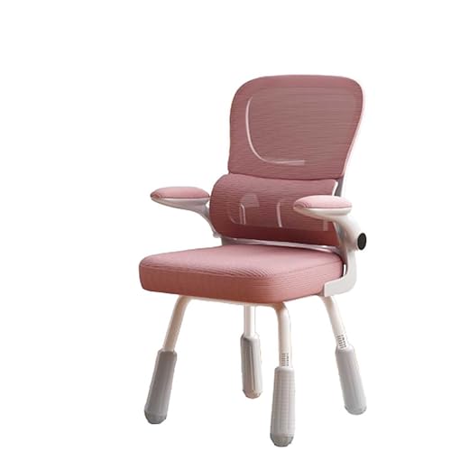 YSYJ Computerstuhl aus Netzstoff, ergonomisch, bequem zum Sitzen, mit dickem Kissen und hochklappbaren Armlehnen, adaptiver Lordosenstütze, anhebbar für das Heimbüro(50x50x51cm(19x19x20in), Pink) von YSYJ