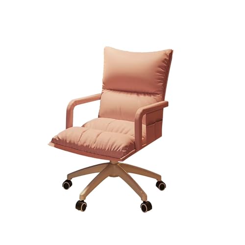 YSYJ Computerstuhl aus Technologiestoff, ergonomisch, verstellbare Sitzhöhe mit Rückenlehne und Armlehnen, bequemer Schreibtischstuhl, Arbeitsstuhl für Zuhause und Büro(48x45x55cm(18x17x21in), Pink) von YSYJ