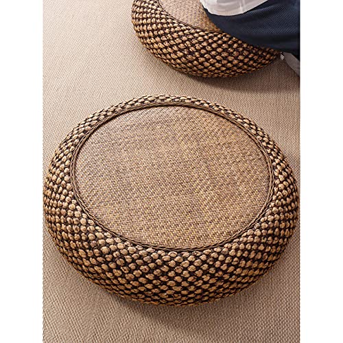 YSYJ Japanisch Natürliche Sitzkissen,Gewebt Strohmatte Kissen Tatami für Boden Wohnzimmer Erkerfenster,Runde Sitzkissen-Bronze Diameter:50cm(20inch) von YSYJ