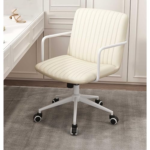 YSYJ Moderne Cortex-Computerstühle, Bequeme Sitzrückenlehne mit Hebefunktion, Drehstuhl mit Armlehnen, Basis und um 360° drehbaren Rädern, für das Heimbüro(51x40x50cm(20x15x19in), White) von YSYJ
