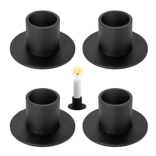 Kerzenständer Stabkerzen, YSYZM 4 stück Kerzenhalter Stabkerze, Stabkerzenhalter Schwarz Metall Candle Holder Kerzentülle Kerzenleuchter Kerzenhülsen (Runden) von YSYZM