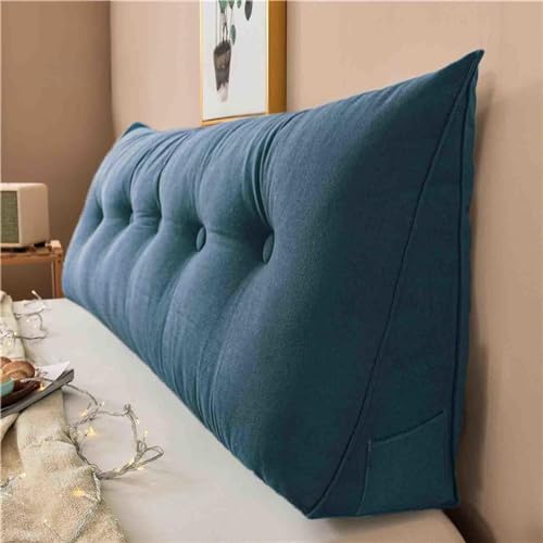 YSZBD Rückenkissen Bett Keilkissen Sofa Beige Rücken Grau Lesekissen Für Bett Und Sofa Groß Rückenpolster Stuhl Stützkissen Rücken Kopfteil Bett,darkblue-180x50x20cm von YSZBD