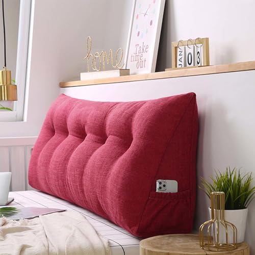 YSZBD Rückenstützkissen Lendenkissen Bett Lesekissen Für Bett Keilkissen Sofa Rückenkissen Sofa Baumwolle Und Leinen Lesekissen Geeignet Für Verschiedene Szenarien,#Red-120x50x20cm von YSZBD