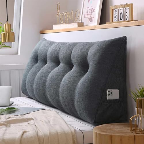 YSZBD Rückenstützkissen Lendenkissen Bett Lesekissen Für Bett Keilkissen Sofa Rückenkissen Sofa Baumwolle Und Leinen Lesekissen Geeignet Für Verschiedene Szenarien,#darkgrey-60x50x20cm von YSZBD