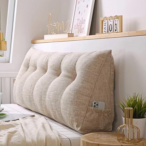 YSZBD Rückenstützkissen Lendenkissen Bett Lesekissen Für Bett Keilkissen Sofa Rückenkissen Sofa Baumwolle Und Leinen Lesekissen Geeignet Für Verschiedene Szenarien,#hempcolor-180x50x20cm von YSZBD