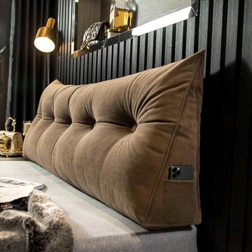 YSZBD Rückenstützkissen Rückenkissen Bett Lesekissen Für Bett Und Sofa Rückenkissen Keilkissen Sofa Bettkissen Rückenlehne Lesekissen Removable Cover,#1Brown-60x50x20cm von YSZBD