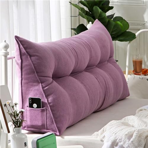 YSZBD Rückenstützkissen Rückenkissen Bett Lesekissen Für Bett Und Sofa Rückenkissen Keilkissen Sofa Bettkissen Rückenlehne Lesekissen Removable Cover,#2Purple-180x50x20cm von YSZBD