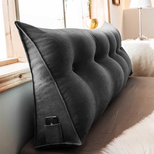 YSZBD Rückenstützkissen Rückenkissen Bett Lesekissen Für Bett Und Sofa Rückenkissen Keilkissen Sofa Bettkissen Rückenlehne Lesekissen Removable Cover,#2darkgrey-100x50x20cm von YSZBD