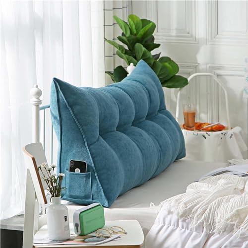 YSZBD Rückenstützkissen Rückenkissen Bett Lesekissen Für Bett Und Sofa Rückenkissen Keilkissen Sofa Bettkissen Rückenlehne Lesekissen Removable Cover,#2sea​​blue-60x50x20cm von YSZBD