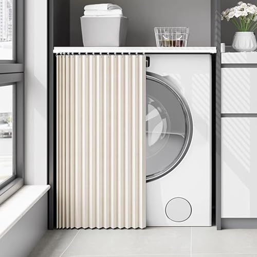 YSZBD Schrank Vorhang Zum Schieben KüChe Vorhang Schrank Leinen Regal Vorhang Ohne Bohren MultifunktionsvorhäNge Mit Gleitschienen(#1,W60xH85cm) von YSZBD