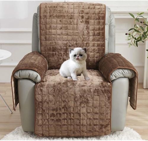 YSZBD Sesselschoner Sesselauflage Sesselbezug rutschfest ，Armlehnenschoner Fernsehsessel Bezug Relaxsessel BezüG FüR Zuhause Mit Kindern Und Haustieren Hund,Brownwithoutpockets-2Sitz(116 * 190cm) von YSZBD