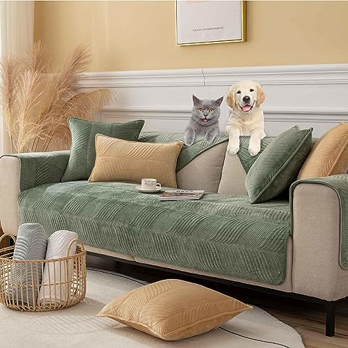 YSZBD Sofa Cover Sofadecken Für Sitzfläche Samt Sofabezug Ecksofa L/u Form Sofaschoner rutschfest Solide Dicke Strukturierte Sofaschoner Für Wohnzimmer Couchbezug,A-70x150cm von YSZBD